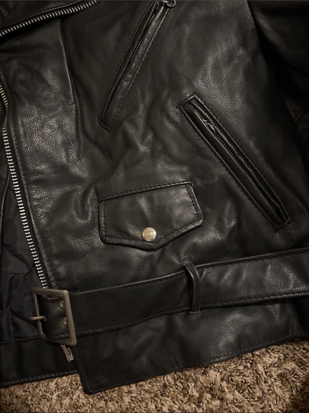 Schott NYC Men's Black Leather Biker Jacket - Picture 2 of 5